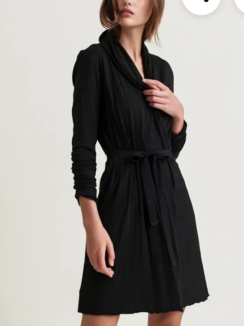 SKIN Worldwide Black Organic Pima Cotton Double Layer Wrap Robe Size 0 XS